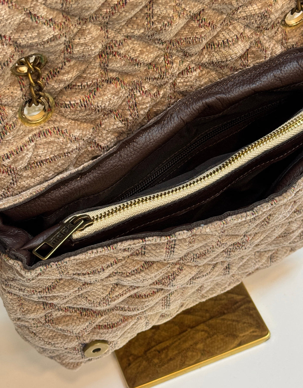 BEIGE FLAP BAG
