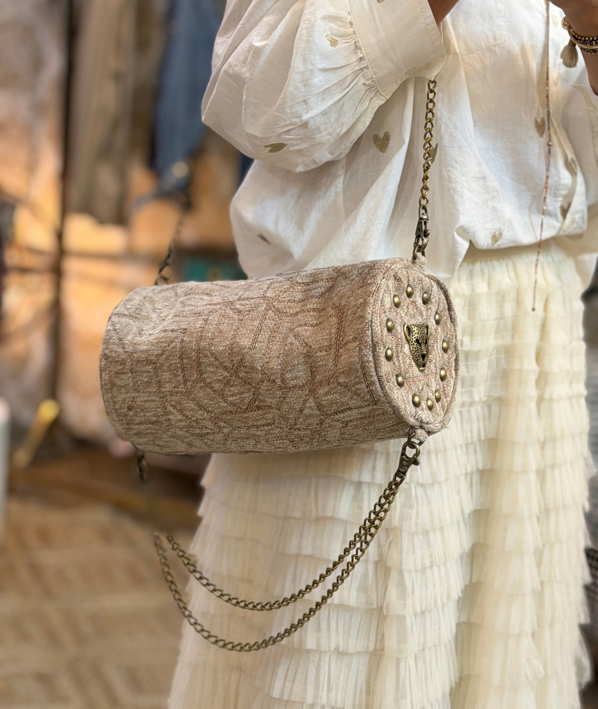 CREAM BARREL BAG
