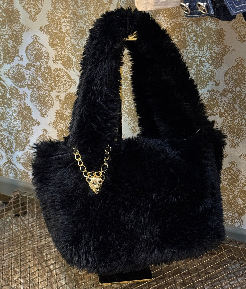BLACK FURRY BAG